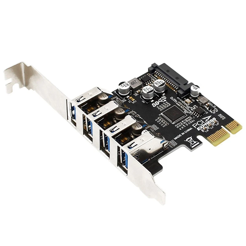 

Плата расширения PCIE X1 на USB 3,0, 4 порта USB 3,0, 5 Гбит/с, PCI Express X1