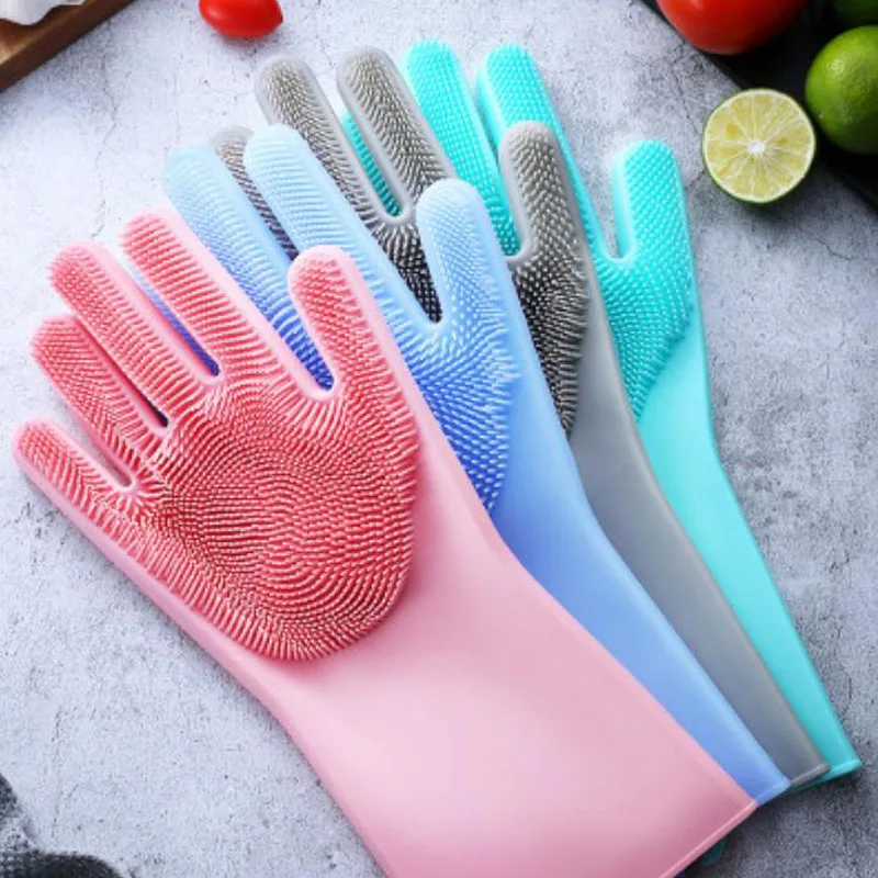

1Pc Multifunction Rubber Gloves Cleaning Household Magic Kitchen Gloves Cooking Scrub Hand Home Washing Dishes Scrubber Durable