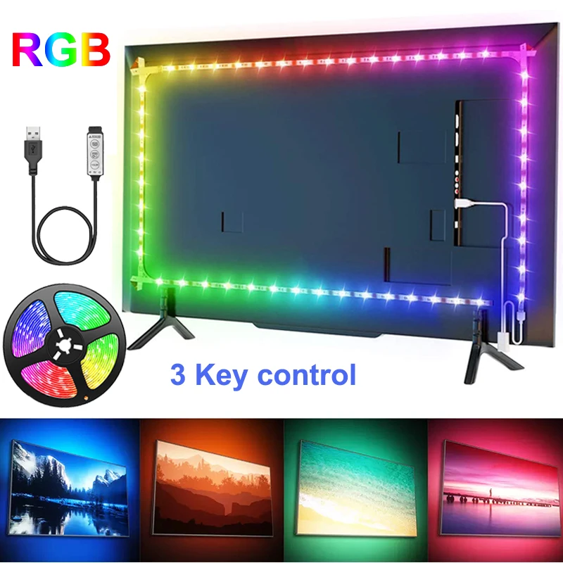 

RGB 2835 Led Strip Light USB Control 5V USB Led Lights Flexible Ribbon Diode Lamp for TV Backlight Room Party Holiday Decoration