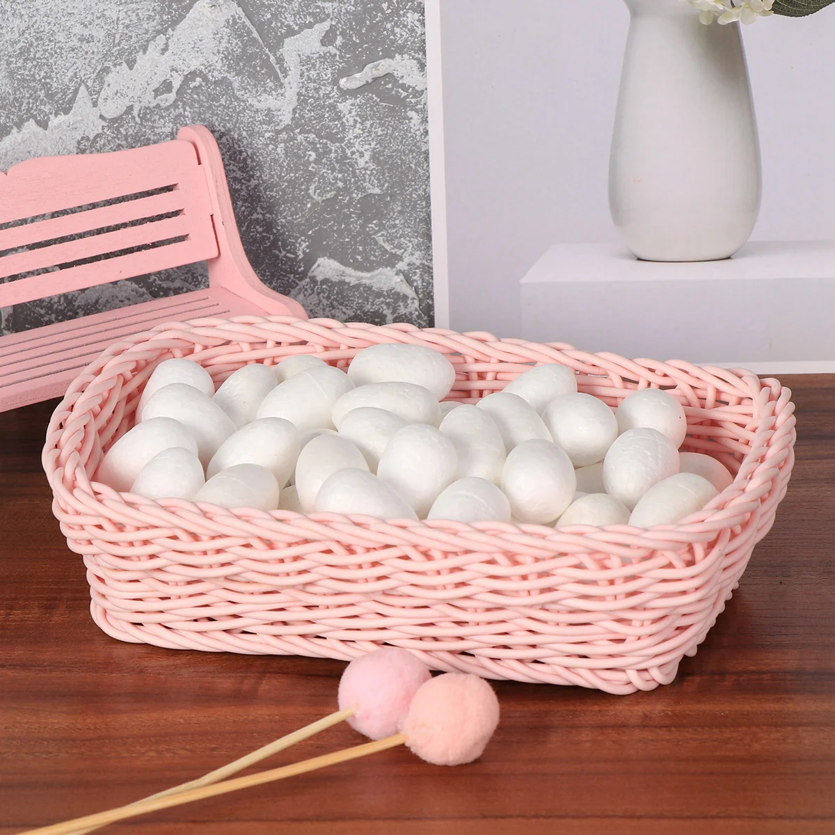 

50 Pcs Bunny Toys Kids Easter Foam Eggs Polystyrene Shapes Decor White