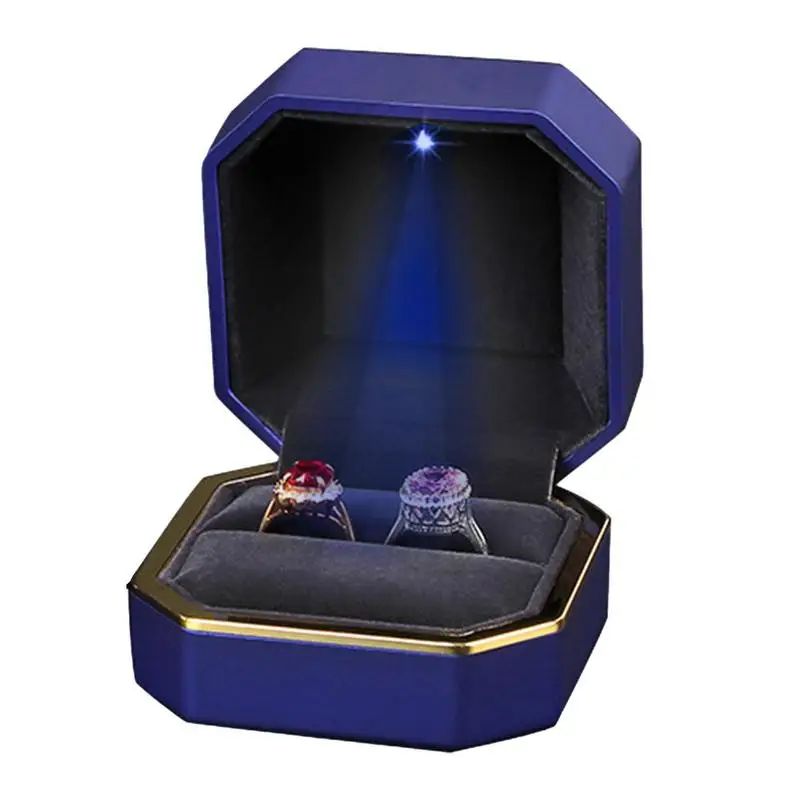 

LED Lighted Engagement Ring Box LED Wedding Ring Organizer Square Jewelry Display Case For Rings Necklace Pendant Gift Box For