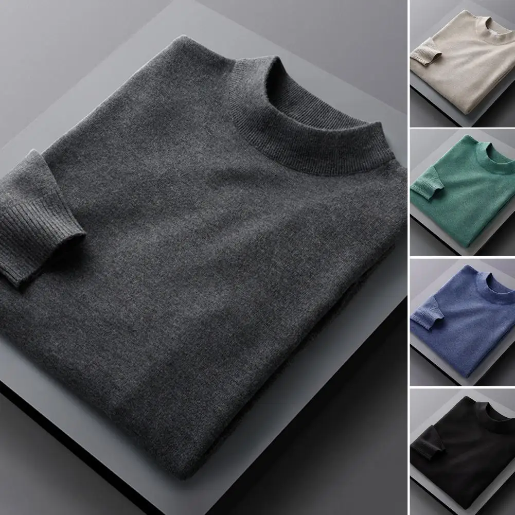 

Trendy Men Sweater Solid Color Pullover Pure Color Simple Men Base Tops Spring Sweater Autumn Sweater