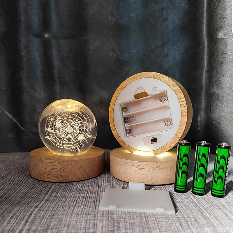 

Деревянная беспроводная светодиодная подставка для хрустального шарика