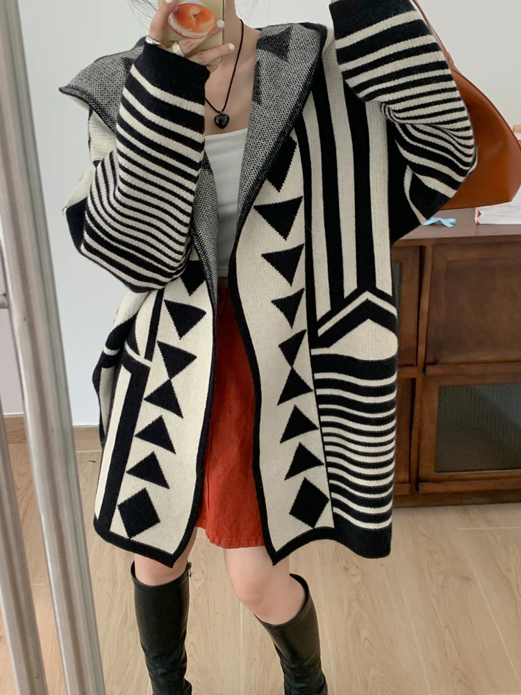 

Retro Long Sleeve Knitted Cardigan Loose Sweater Coat 2023 New Korean Fashion Women'S Clothing