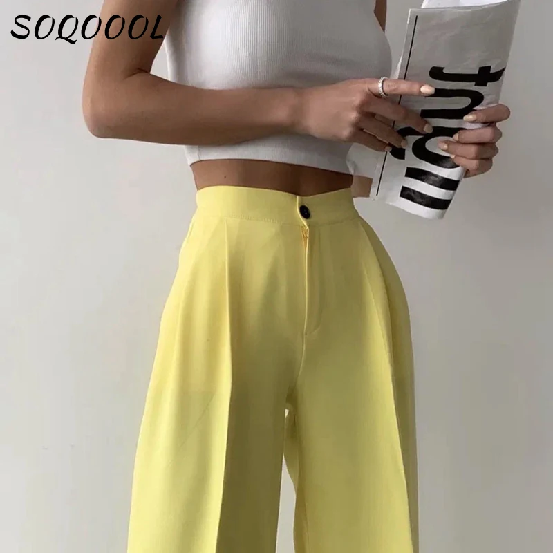 Summer High Waist Straight Pants Women 