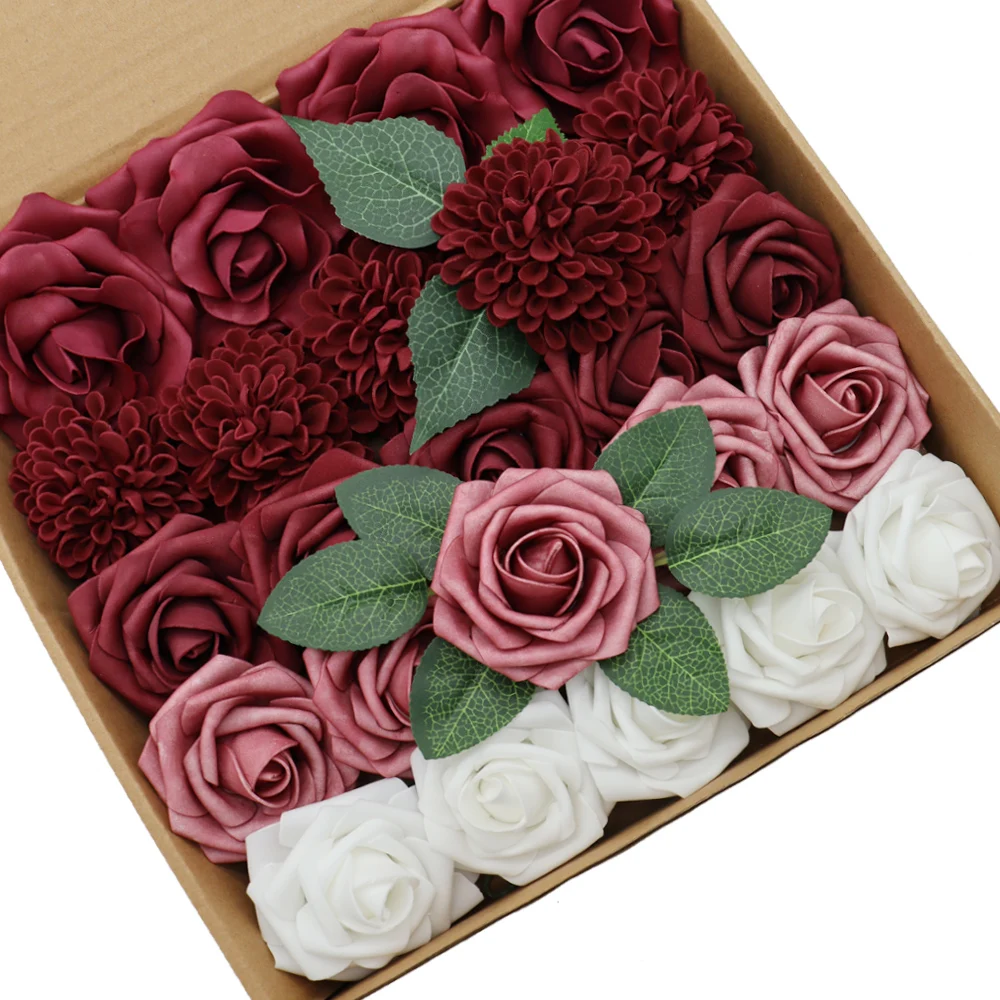 

Искусственные цветы D-Seven, бордовые комбинированные цветы с выносом для «сделай сам», свадебные букеты, Цветочная композиция, домашний декор для свадебной вечеринки