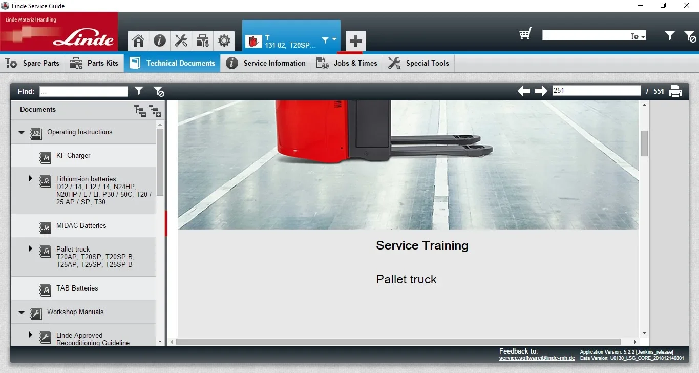 Руководство по обслуживанию Linde 5.2.2 Обновление руководству LSG в U0290 [06.2024]
