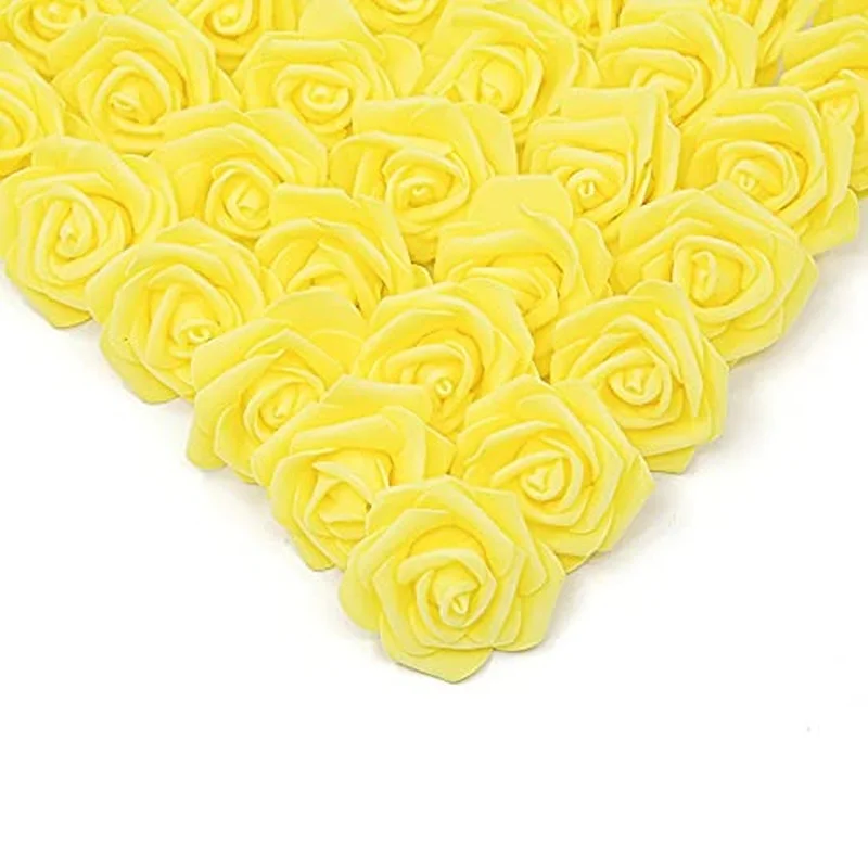 100 Pieces Faux Rose Flower Head Real Look Foam Fake Roses for DIY Creative Wedding Baby Shower Party Table Home Decorations