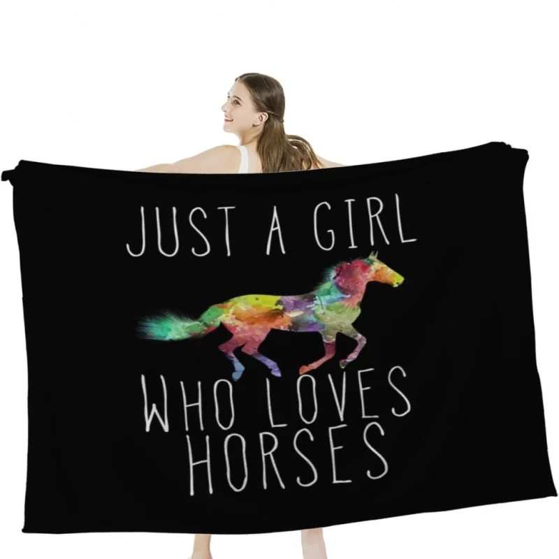 

Just A Girl Who Loves Horses Throw Blankets Soft Velvet Blanket Travel Bedding Blanket
