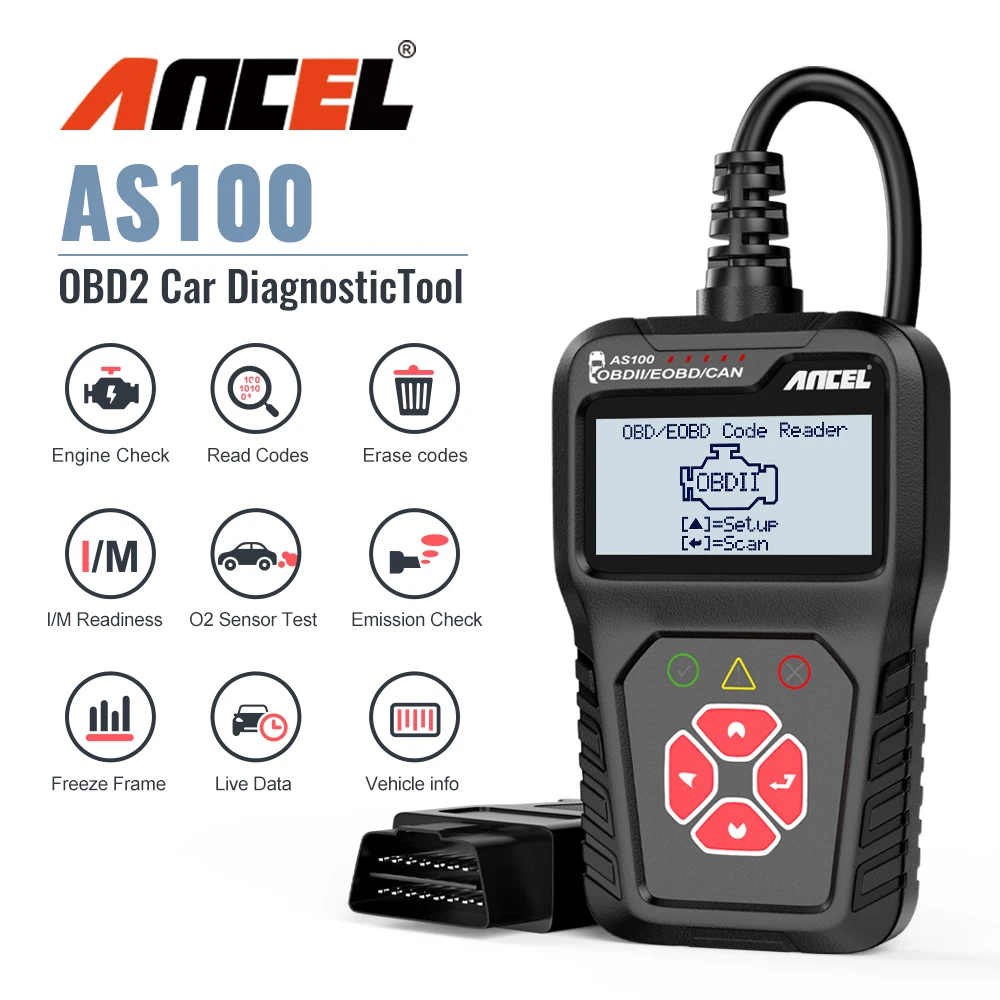 диагностический сканер Инструменты для диагностики Сканер Ancel AS100, OBD, Obd2, Автомобильный сканер, анализатор двигателя, считыватель кодов, диагностический инструмент Obdii, в России pk ELM327 KW310 CR3001