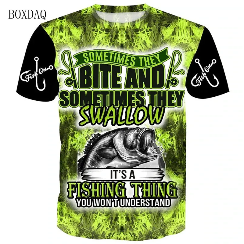 

Men's Fishing T-shirts Summer Short Sleeve English Letter Elements 3d Print Street Style Male Tees 6XL Plus Size Casual Tops