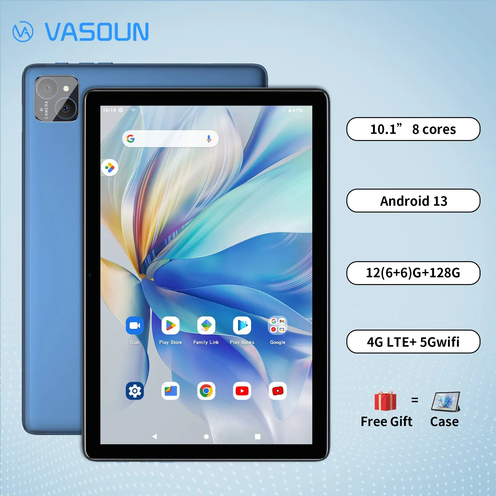 Планшет VASOUN на Android 13, восемь ядер, экран 10,1 дюйма, 12 Гб + 6 ГБ |  AliExpress