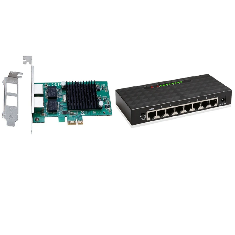 

1 шт., гигабитный сетевой коммутатор на 8 портов, Ethernet коммутатор и 1 шт. сетевой адаптер PCI Express Pcie X1, адаптер для сетевых карт TXA020