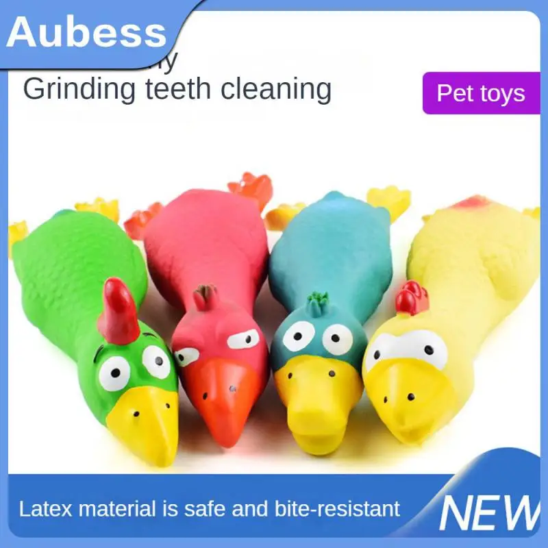 

Dog Cat Toys Teeth Cleaning Three Colors Latex Duck Bite-resistant Attracting Chicken Shape Pet Toys Pet Supplies Cute Creative