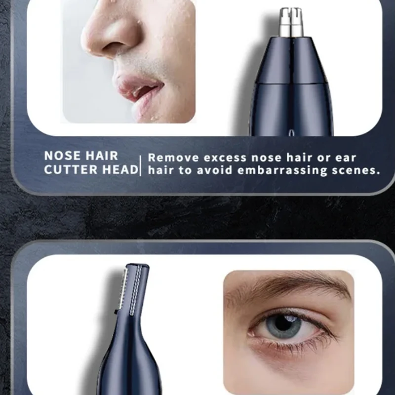 Перезаряжаемый триммер для носа и ушей Kemei 5 в 1 бороды мужской бровей машинка