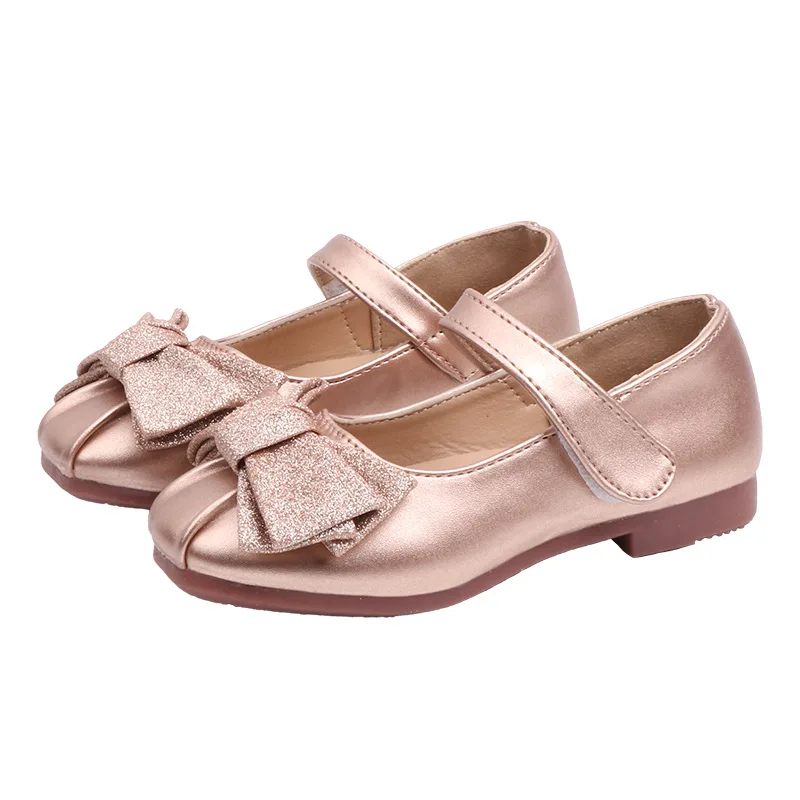 

Kids Loafers Girls Leather Shoes Children's Soft Bottom Fashion Bow Shallow Mouth Single Shoes Little Girl Princess Shoes Flats