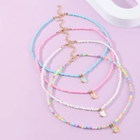 rainbow mixed simple seed beads strand choker necklace women girls collar charm colorful butterfly bohemia collier femme jewelry