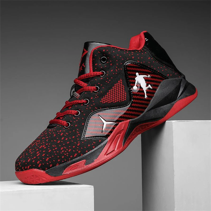 

Black Red Professional Basketball Shoes Jordans Men Basketball Sneakers Anti-skid High-top Mesh Breathable Basketball Boots