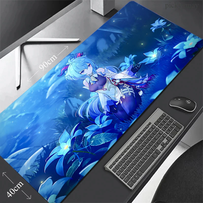 Gaming Mousepad Large Mouse Pad Ganyu Genshin Impact Pc Gamer Desk Mat Rubber Keyboard Table Carpet Anime Girl Mausepad 900x400