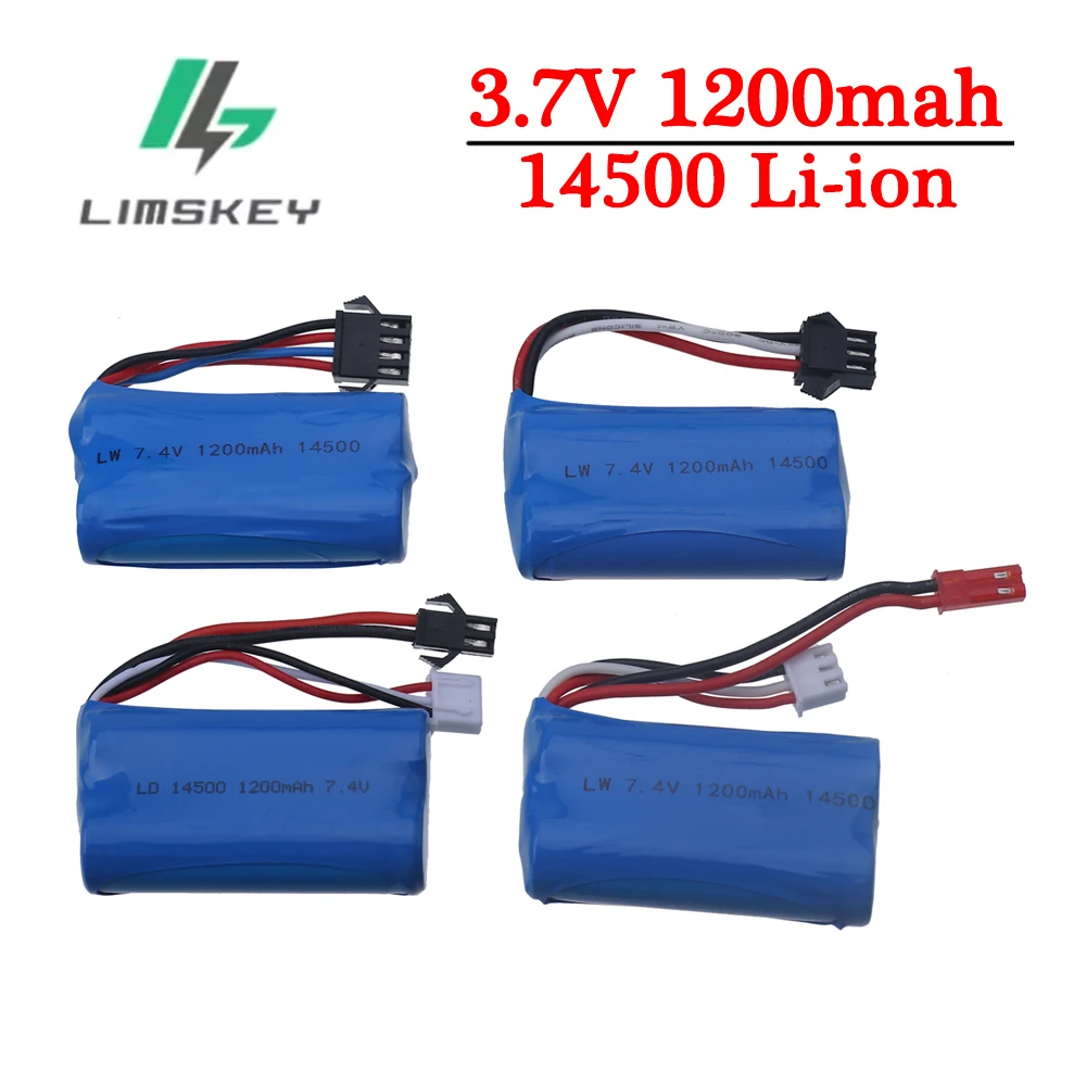 

Литий-ионный аккумулятор 14500, 7,4 В, 1200 мАч, перезаряжаемая батарея для пистолета, электрических игрушек, внедорожника, грузовика, поезда