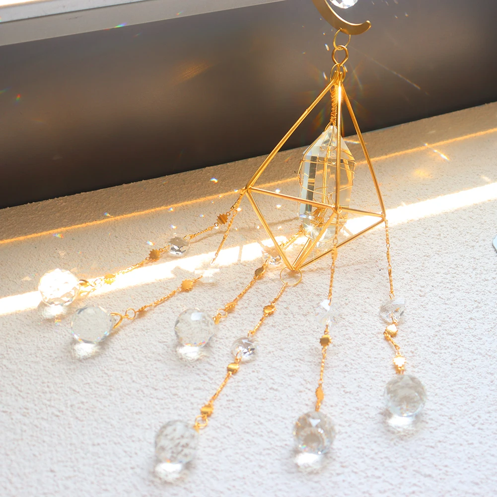 

Бриллиантовый Декор для дома и сада автомобиля, металлическая колокольчик с острым носком, цветок, луна, Хрустальные подвесные украшения