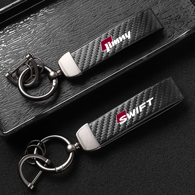 

High-Grade Carbon Fiber Leather Car KeyChain For SUZUKI Jimny SWIFT SX4 Liana Aerio Samurai Amagatarai Grand Car KeyChain