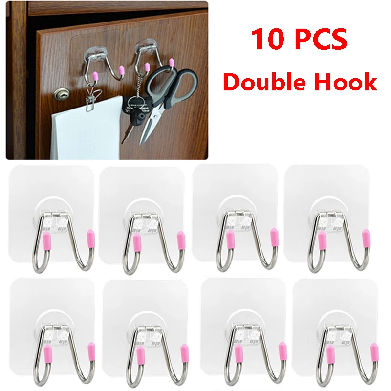 

10 шт., прозрачная самоклеящаяся Вешалка из нержавеющей стали