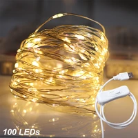 10m 100 led wire starry string lights christmas wedding decoration indoor outdoor garland holiday lighting usb fairy lights