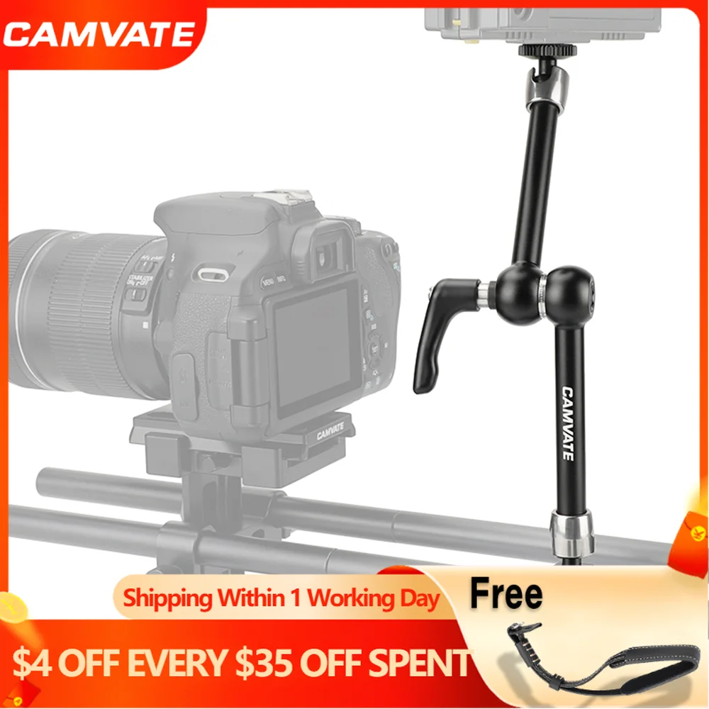 

CAMVATE 7.5" Articulating Magic Arm With Ball Head 1/4" Connector For Shoe Mount,Microphone,15mm Rods,Monitor,Flash, Video Light