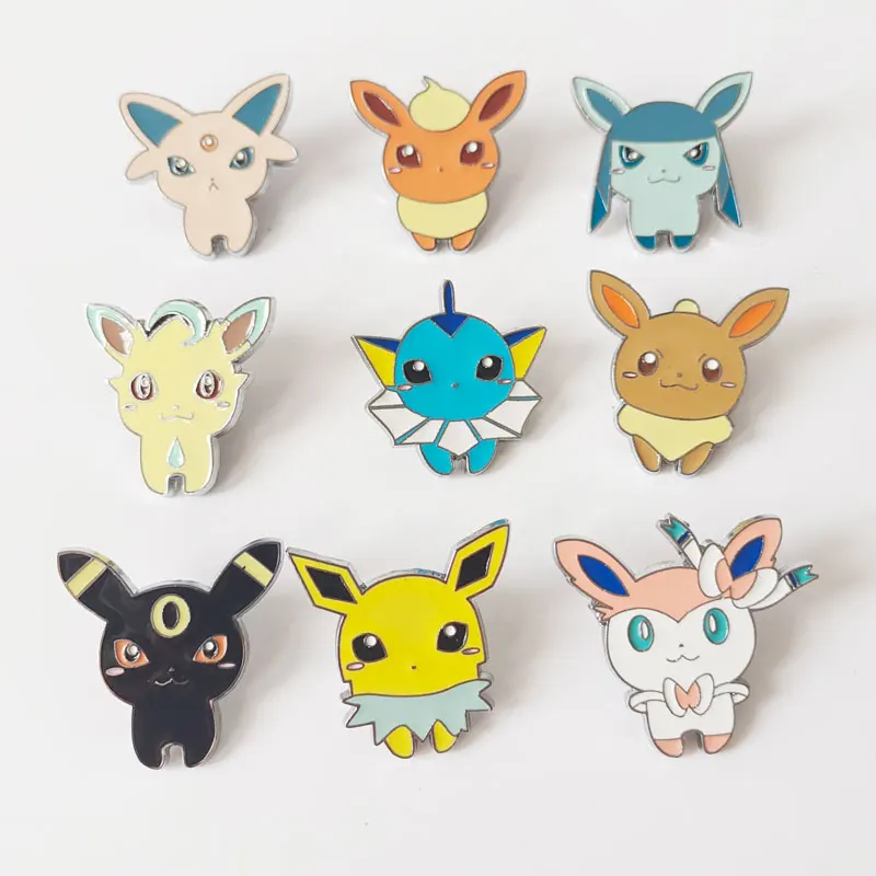 Pokemon Let's Go Pikachu Eevee Enamel Pins Kawaii Pocket Monster Eeveelution Metal Cartoon Brooch Backpack Collar Lapel Badge