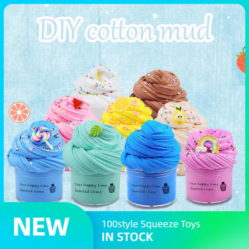 DIY пушистый слайм игрушки шпатлевка светильник мягкая глина светлый Лизун