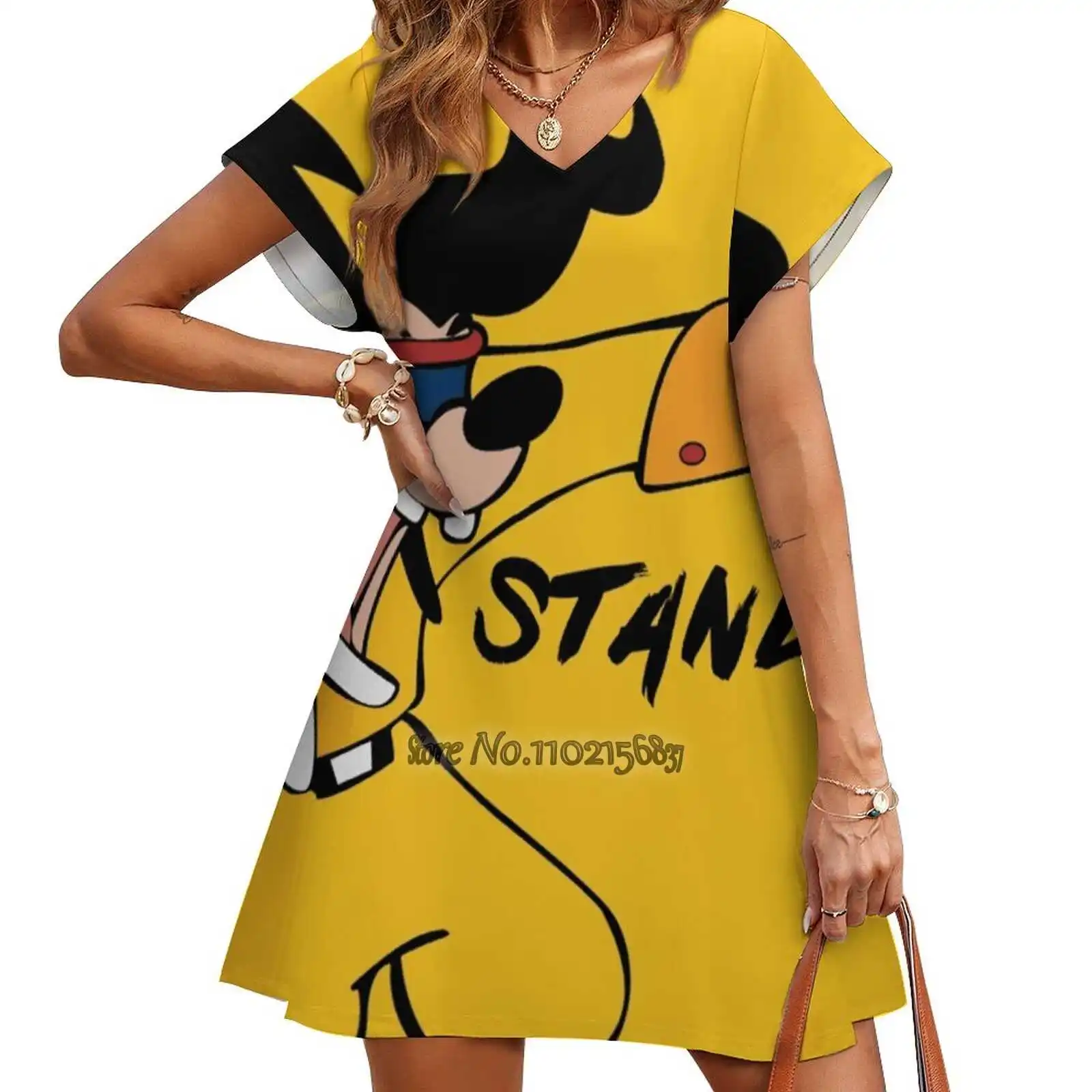 

Юбка с V-образным вырезом и коротким рукавом, в Корейском стиле