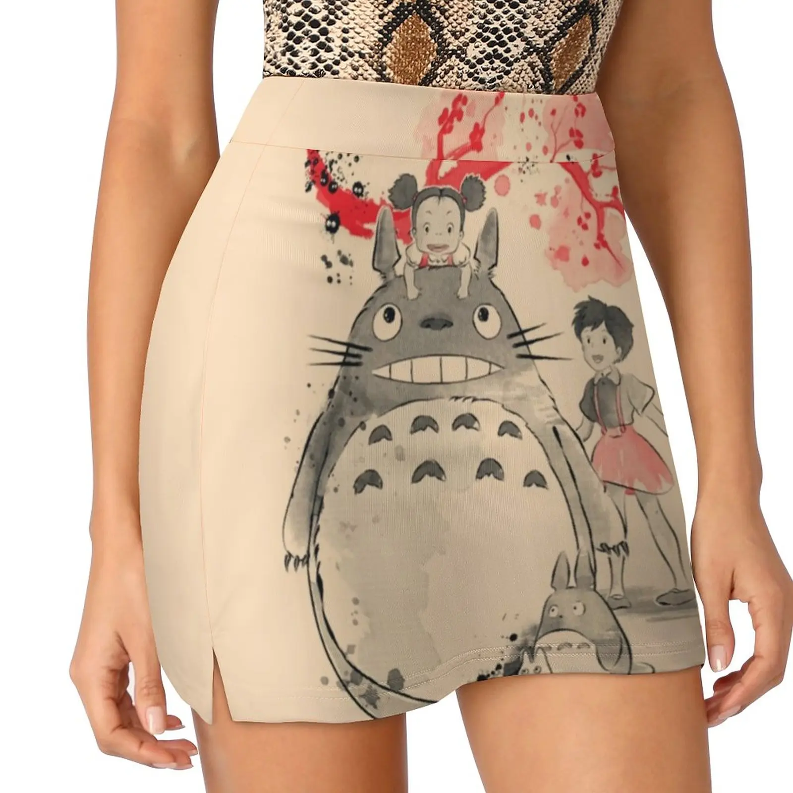 

Винтажная юбка-Тоторо, Классическая аниме кавайная мини-юбка, летняя уличная Модная Повседневная мини-юбка с высокой талией и узором, 2XL 3XL 4XL