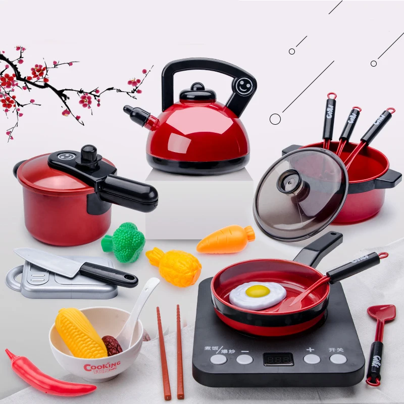 

Funnier Kitchen Pretend Play Toys Set For Kids Cooking Cutting Fruit Cooking Kitchen Utensils Children's Simulation Education