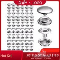 200 pcslot metal silver press studs sewing button snap fasteners sewing leather craft clothes bags 15mm diam