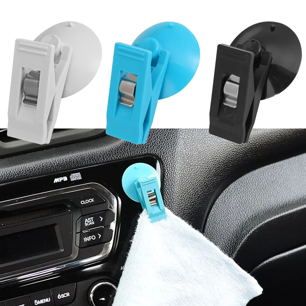 

2X Car Suction Cup Clips High-adhesive Holder Reliable Car Interior Clip Sunshade Curtain Towel Ticket Card Retainer Hook