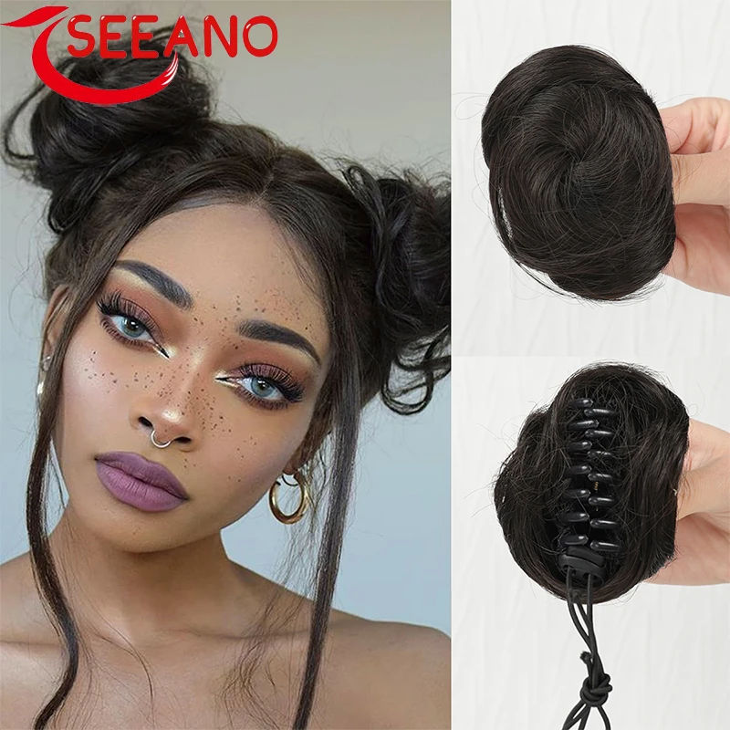 

Space Buns Hair Piece 2PCS Claw Clip in Hair Bun Extensions for Women Girls Dark Brown Faux Hair Ballet Bun Hairpieces Updo Hair