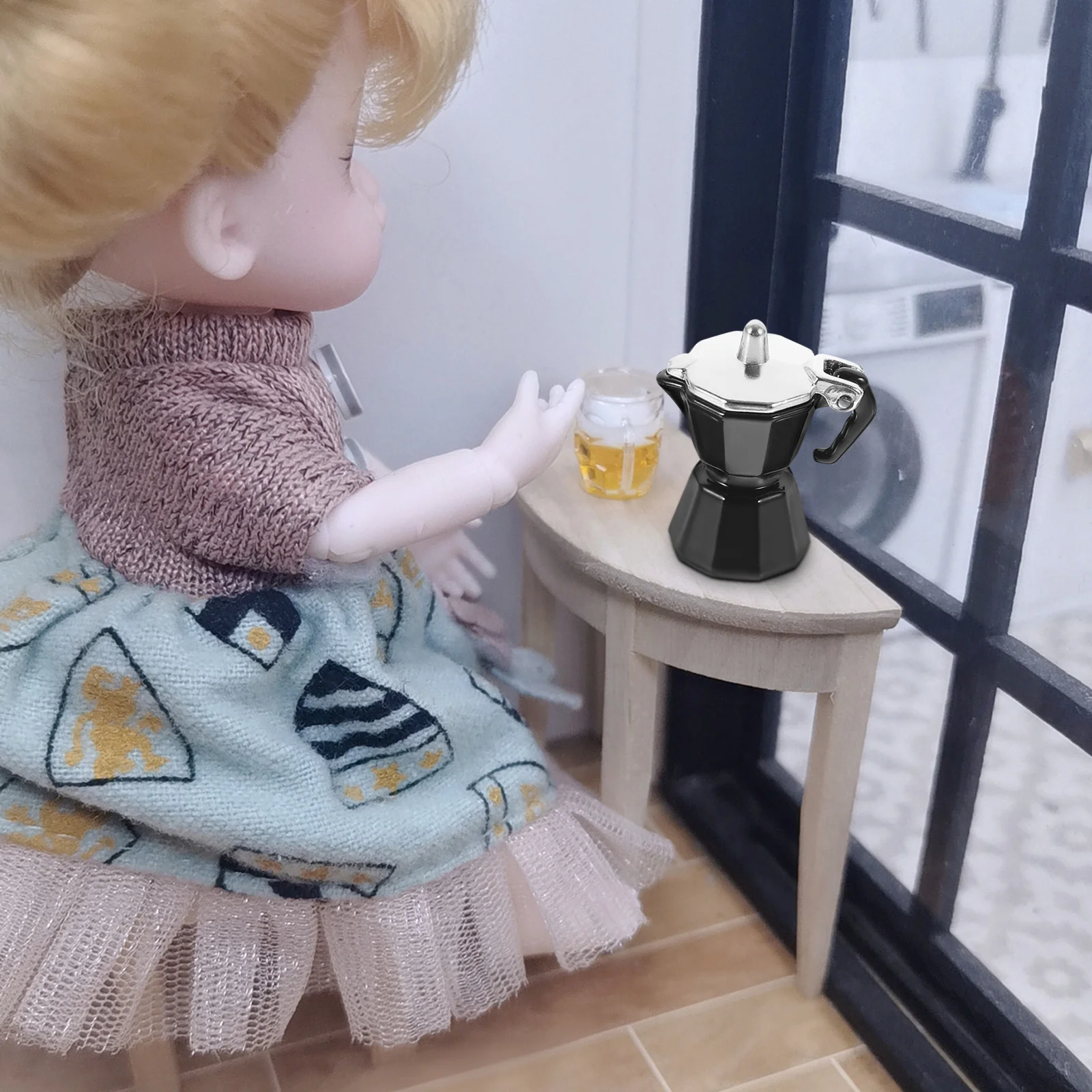 

Small Coffee Pot House Accessory For Mini Espresso Miniature Adornment Kitchen Tiny Prop Photo
