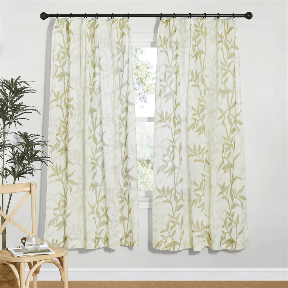 

NICETOWN Linen Sheer Curtains - Plaid Textured Pattern Privacy Semi Sheer Curtains Light & Airy for Bedroom Dining Living Room