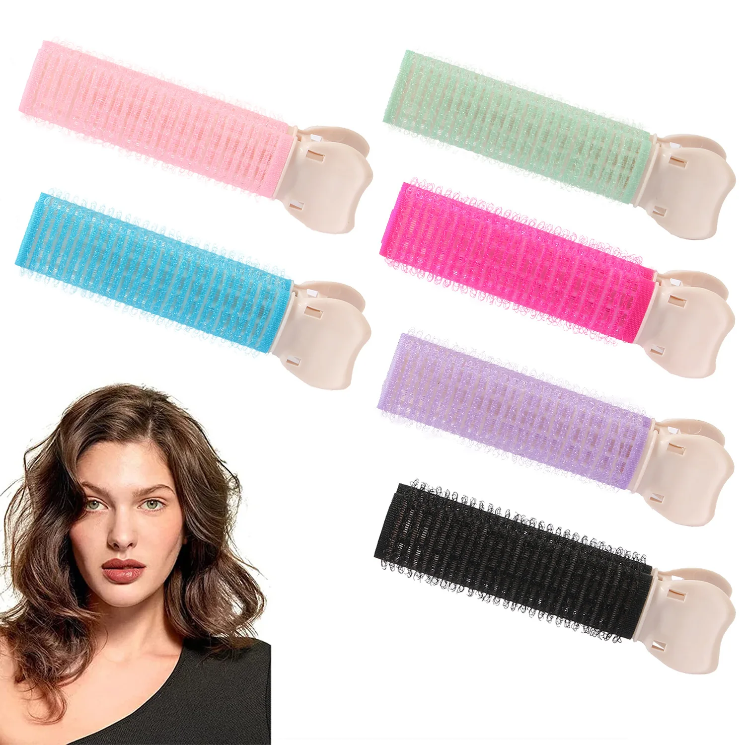 

2Pcs Bangs Hair Root Fluffy Lazy Hair Clips Hair Top Styling Hairpins Hair Rollers Bangs Curling Barrel Hair Clips Curlers Tools