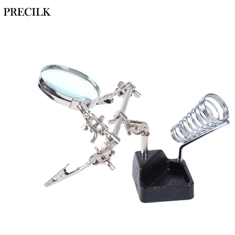 

Electronic Welding Iron Metal Auxiliary Clip 5X Magnifier Standing Loupe Desktop Magnifying Glass Inspection Industrial Workshop