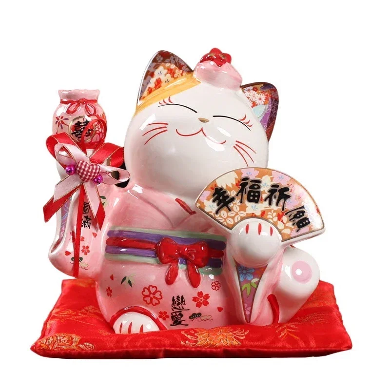 8-дюймовый керамический орнамент Maneki Neko Lucky Cat копилка японская пара кошка удачи