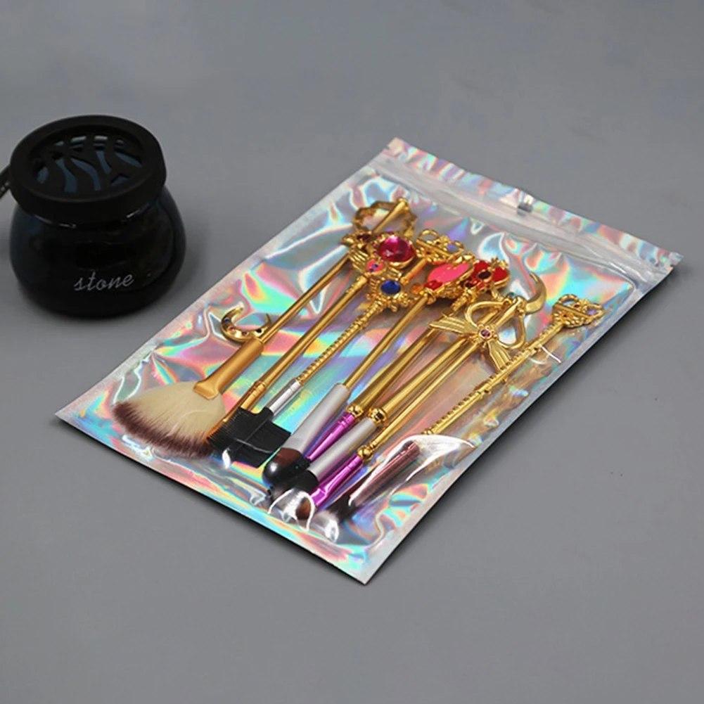 

Creative Laser Bag Cosmetic Packaging Self Sealing Gift Clear Holographic Jewelry Thick Aluminum Foil Zip Lock Bag Set