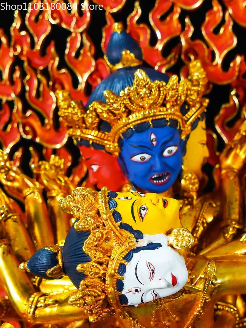 Изысканная медная позолоченная картина с резьбой статуя Будды kalкомфортной елки