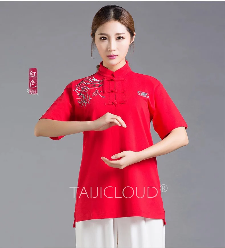 Униформа тай-чи с коротким рукавом для мужчин и женщин легкая футболка китайский