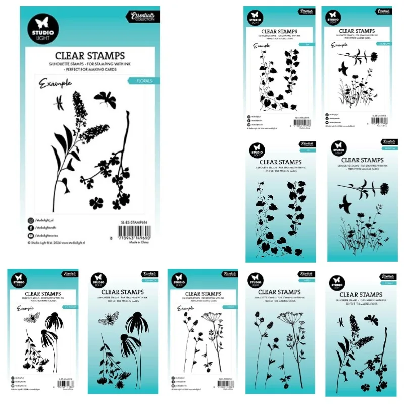 Echinacea плющ луг цветочные сорняки силиконовые штампы металлические трафарет для