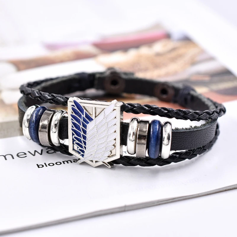 newly-classic-japan-anime-attack-on-titan-bracelet-wooden-beads-multilayer-leather-bracelet-punk-black-wrap-wristband-accessorie