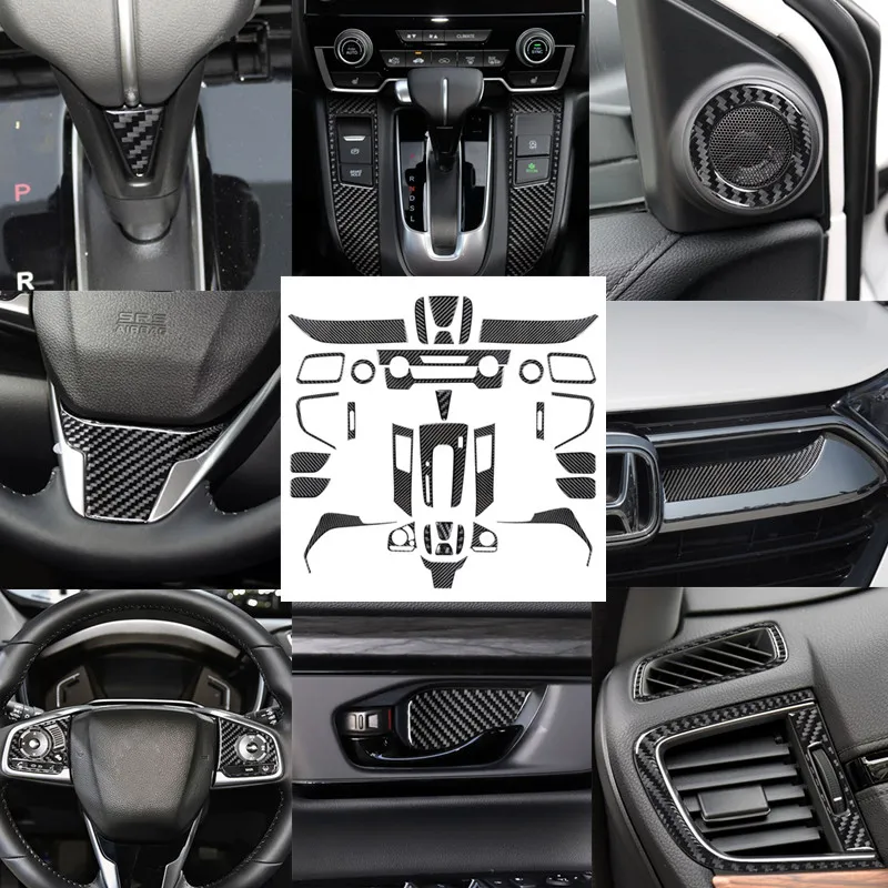 

Car Steering Wheel Gear Shift Air Outlet Panel Trim Carbon Fiber Sticker For Honda CR-V CRV 2017-2021 Car Interior Accessories