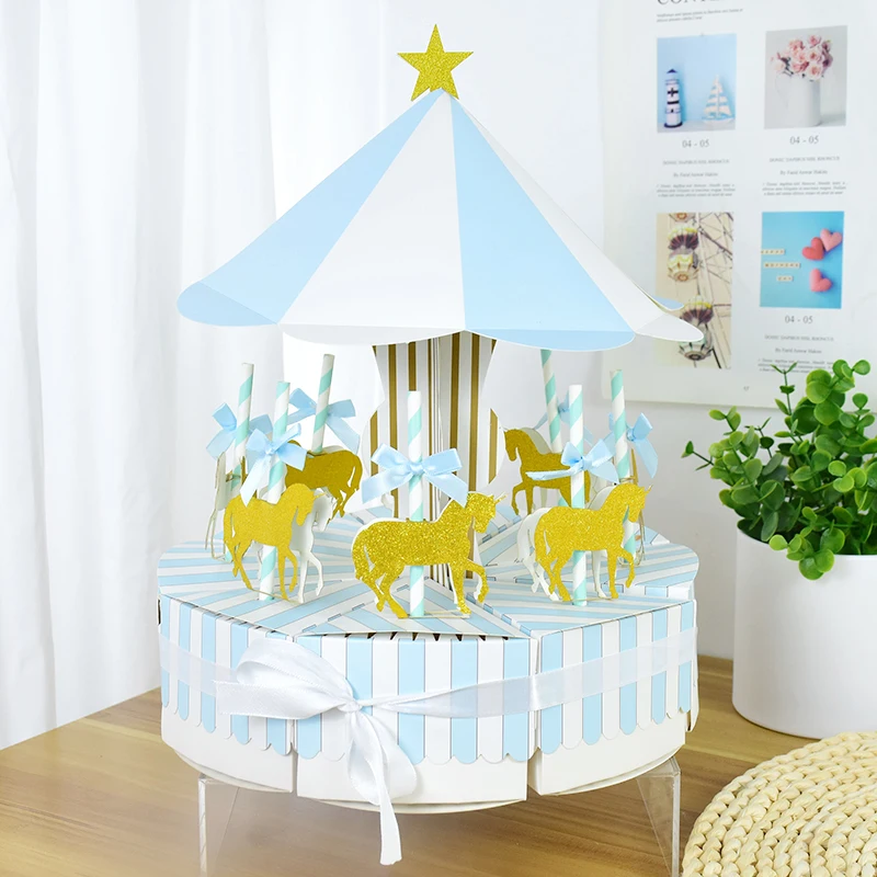 Креативная бумажная подарочная коробка в виде карусели свадебные сувениры для