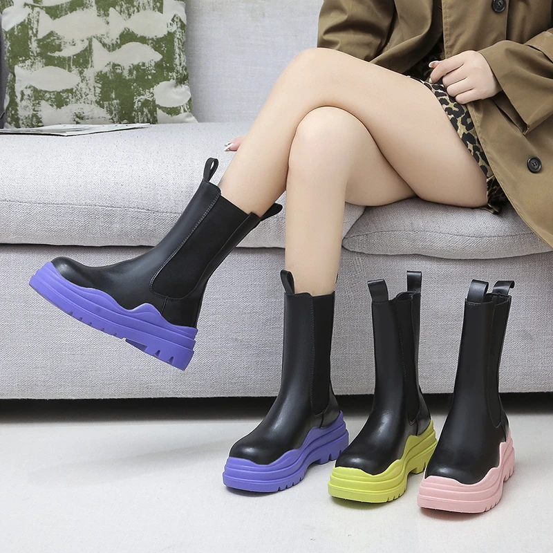 2022 Chunky Heel Ankle Boots Women's Shoes Fall Brand Designer Chelsea Boots Women's Platform Boots Fashion Combat Boots